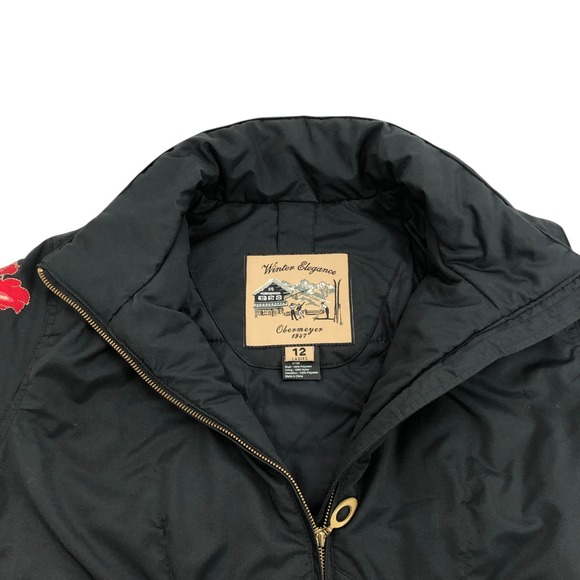 Rare Vintage Obermeyer Floral Embroidered Ski Snow Puffer Jacket Womens Size 12 - Picture 11 of 16